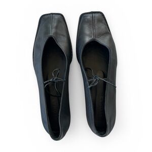 ALOHAS Sway Black Leather Ballet Flats Square Toe Tie Detail Size 39 (US 8-8.5)